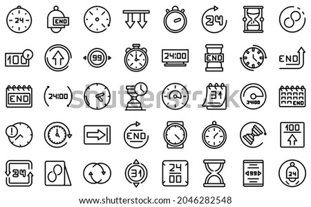 Duration icons set outline vector. Future past. Present time