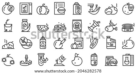 Food contamination icons set outline vector. Spoiled rotten. Virus touch ストックフォト © 