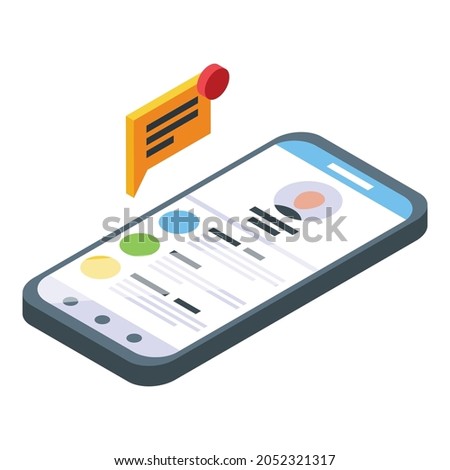 Smartphone sms icon isometric vector. Phone notification message. Smart mobile mail