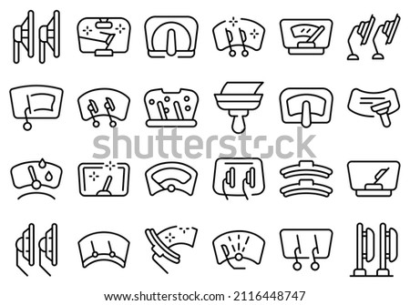 Windshield wiper icons set outline vector. Blade car. Automobile windshield