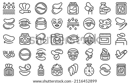 Eye patches icons set outline vector. Beauty eye. Cream mask