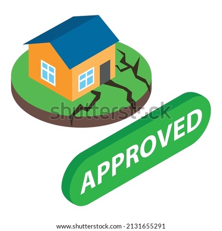 Earthquake icon isometric vector. Residential house after an earthquake icon. Natural disaster, seismic phenomenon, damage