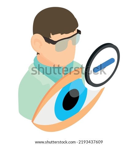 Treatment myopia icon isometric vector. Ophthalmologist, human eye, minus sign. Eye health, myopia, ophthalmology concept