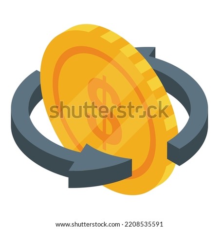 Purchase history money coin icon. Isometric of Purchase history money coin vector icon for web design isolated on white background