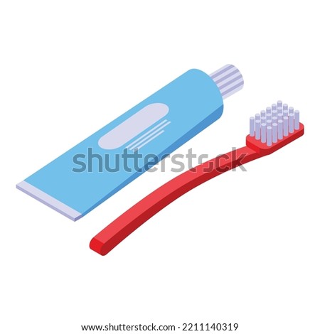 Toothpaste toothbrush icon isometric vector. Tooth brush. Dental tube