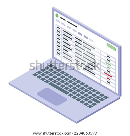 Laptop business plan icon isometric vector. Web market. Digital time