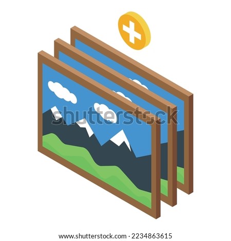 Picture media icon isometric vector. Market service. Marketing brand