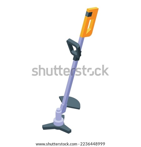 Grass trimmer icon isometric vector. String yard. Machine motor