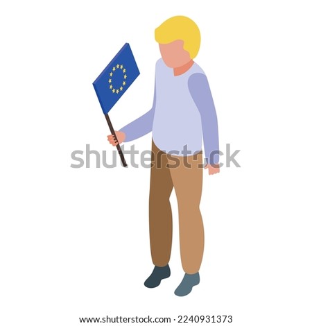 Kid Europe union flag icon isometric vector. World boy. Religion party