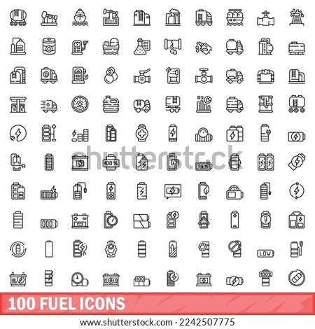 100 fuel icons set. Outline illustration of 100 fuel icons vector set isolated on white background