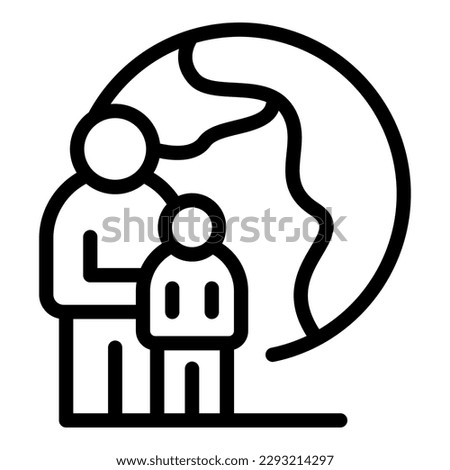 Global refugee icon outline vector. War asylum. Migrant seeker