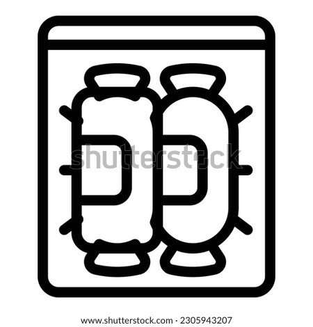 Sausage vacuum bag icon outline vector. Package food. Product cook