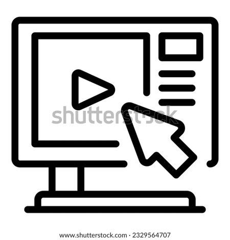 Click button icon outline vector. Video tutorial. Computer online