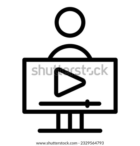 Training screen icon outline vector. Video webinar. Computer online