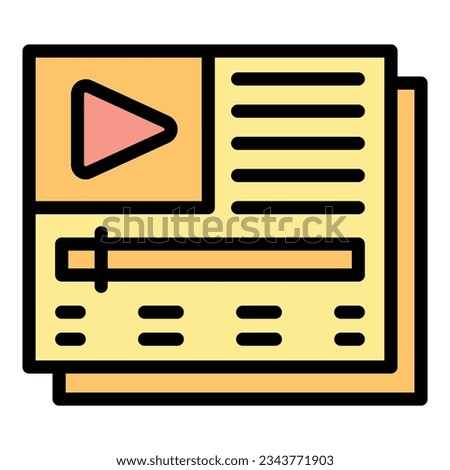 Play tutorial icon outline vector. Video webinar. Computer online color flat