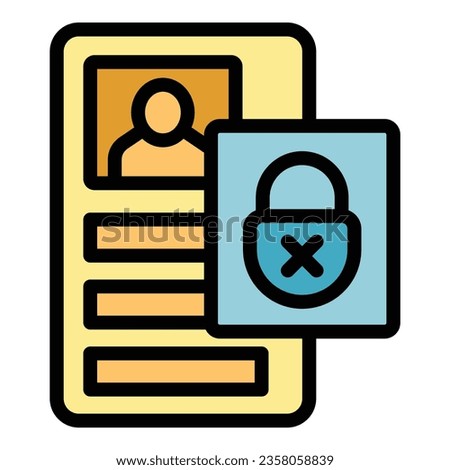 Privacy profile icon outline vector. Social account. Remove people color flat
