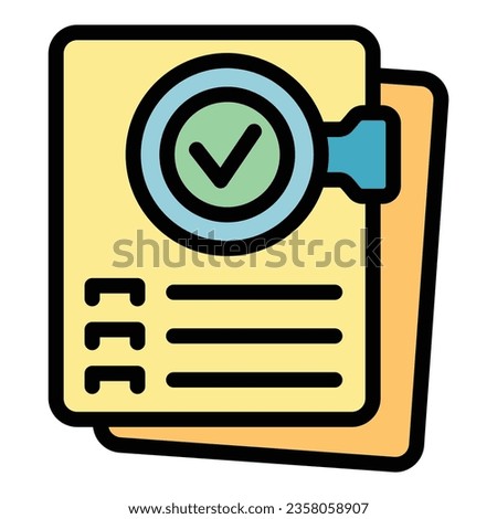 Folder key point icon outline vector. Business word. Top list color flat