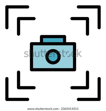 Focus camera icon outline vector. Screen image. Hand snapshot color flat