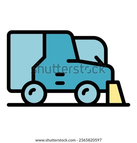 Removal dust icon outline vector. Street truck. Machine waste color flat