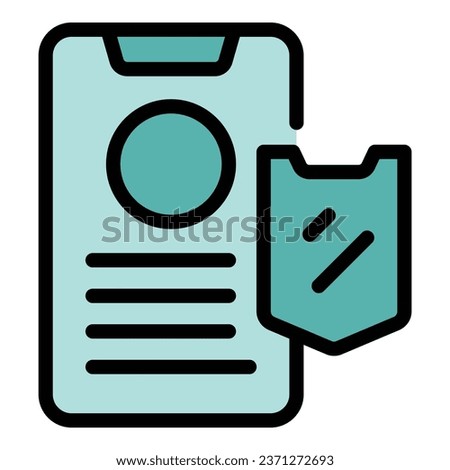 Phone secured icon outline vector. Private internet. Access server color flat