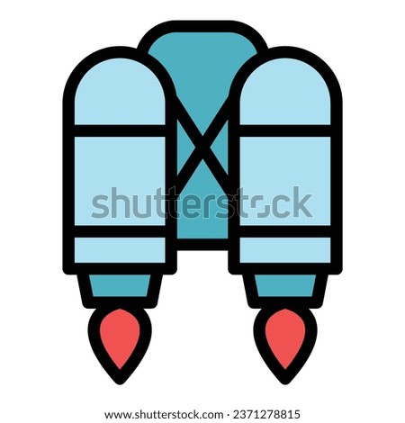 High jetpack icon outline vector. Skill growth. Rocket speed color flat