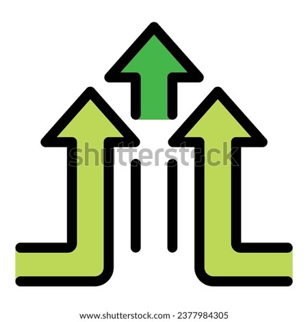 Arrow up icon outline vector. Comfort zone. Success courage color flat