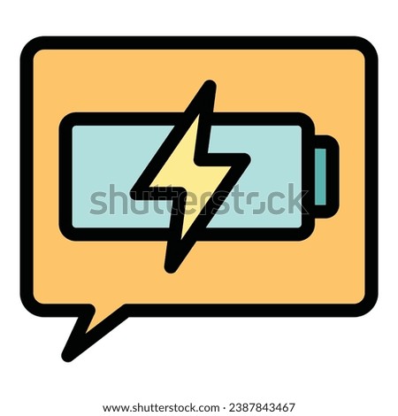 Battery chat energy icon outline vector. Electric level. Phone recharge color flat