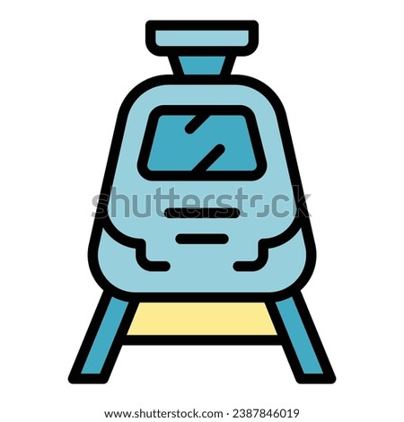 Metro train icon outline vector. Railway crossing. Track gate color flat