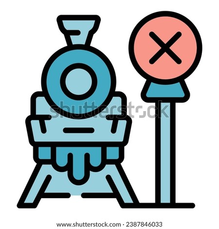 Train station icon outline vector. Traffic gate. Railway road color flat