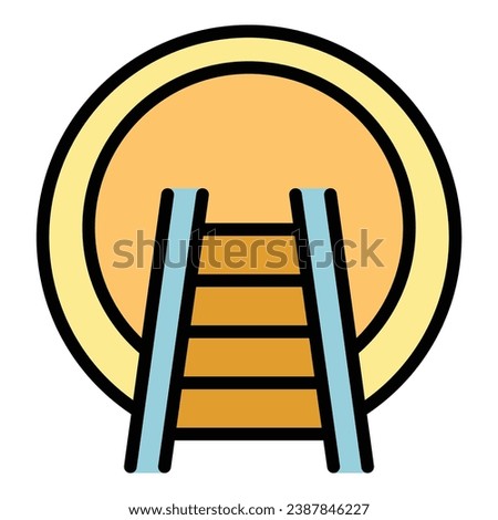 Railway tunnel icon outline vector. Traffic signal. Rail train color flat