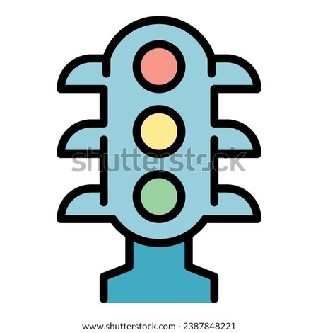 Traffic lights icon outline vector. Train railway. Gate level color flat