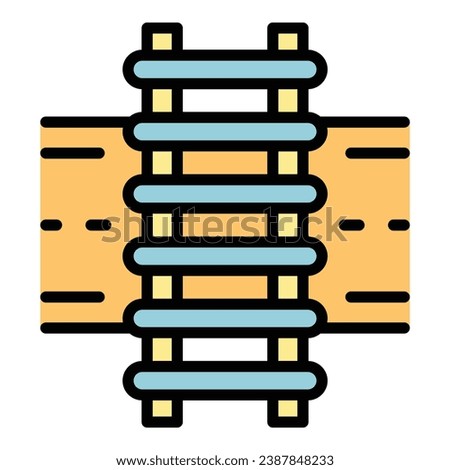 River rail road icon outline vector. Railway train. Signal track color flat