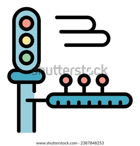 Railway traffic lights icon outline vector. Rail train. Road crossing color flat