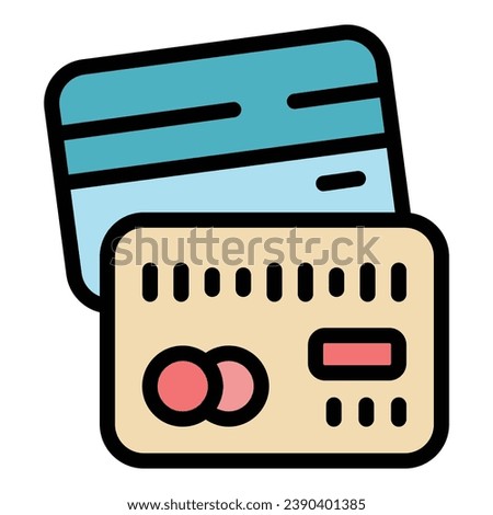 Credit card wishlist icon outline vector. My locator. Online order color flat