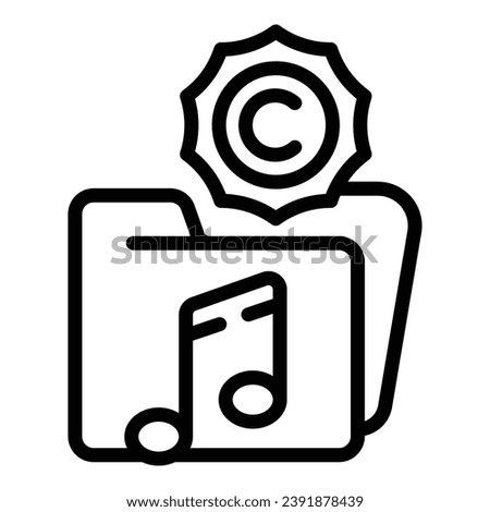Folder music law icon outline vector. Copyright patent. Right copy