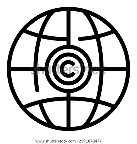 Global copyright icon outline vector. Law property. Legal protection