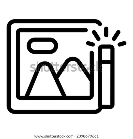 Photo camera lights icon outline vector. Focus on captured images. Photography centered photos