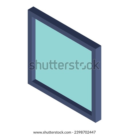 Square window icon isometric vector. Large transparent external square window. Exterior, construction and repair concept