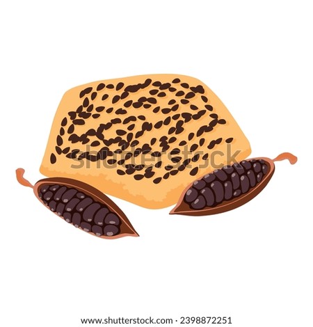 Home dessert icon isometric vector. Homemade cookie with seed and cocoa pod icon. Dessert, food concept