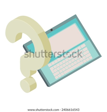 Digital tablet icon isometric vector. Modern electronic tablet and question mark. Digitalization, technology