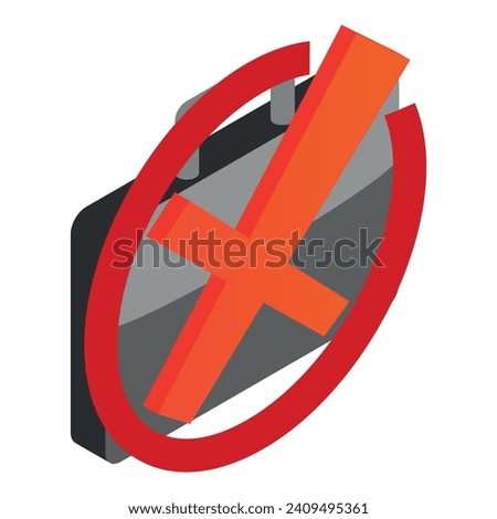 Restricted documentation icon isometric vector. Crossed black business briefcase. Documentation, prohibition sign