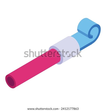 Blowing noise icon isometric vector. Celebration roll. Noise striped joy