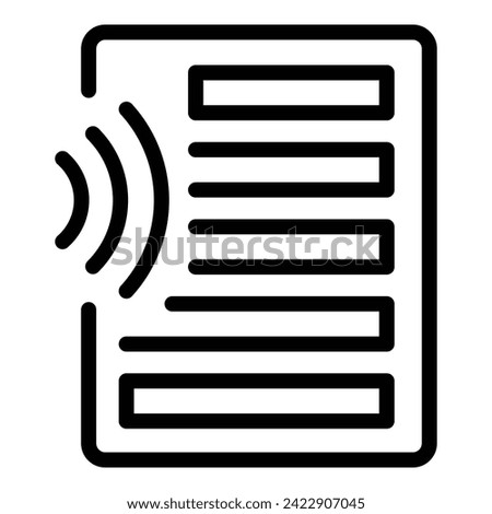 File text icon outline vector. Academic student audio. Voice recognition