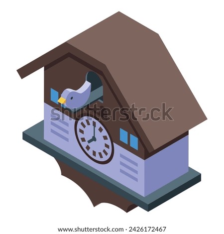 Big Cuckoo Clock icon isometric vector. Bird pendulum. Modern watch