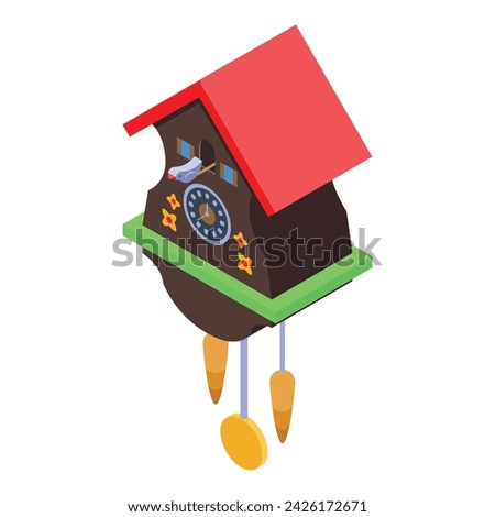 Modern Cuckoo Clock icon isometric vector. Bird pendulum. Watch hour