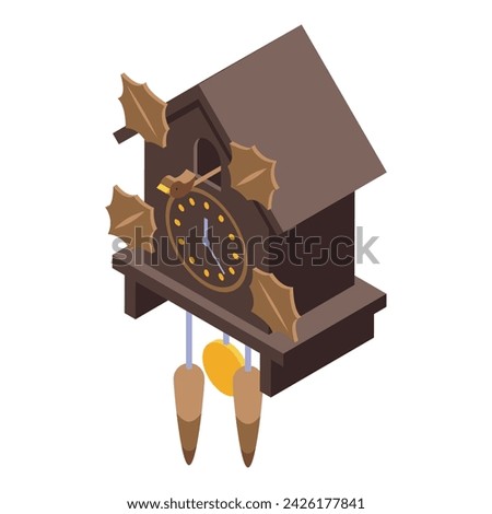 Wood leaf pendulum icon isometric vector. Cuckoo Clock. Wall creative