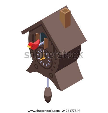 Alarm Cuckoo Clock icon isometric vector. Old pendulum. Wall hour