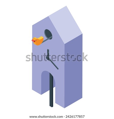 Cuckoo Clock bird icon isometric vector. Wall hour. Wood time