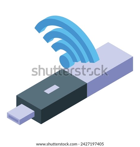Smart TV box usb flash icon isometric vector. Internet video. Console media