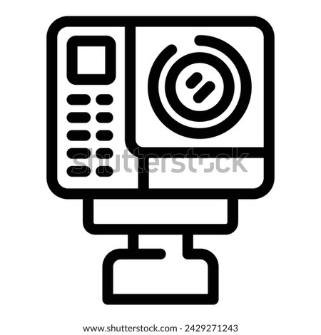 Dynamic action camcorder icon outline vector. Activity extreme sport go pro camera. Footage electronic apparatus